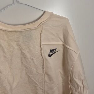 Nike Raw-Edge Oversized Crewneck Sweatshirt in Cream